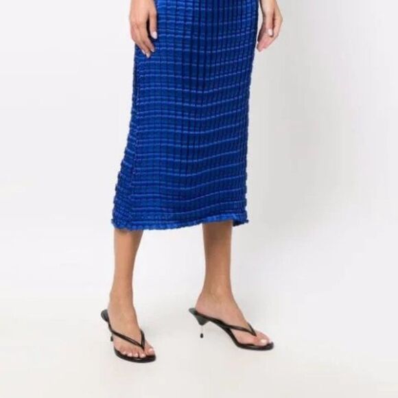 SID NEIGUM Double Box-Pleated Skirt Indigo - Picture 2 of 9